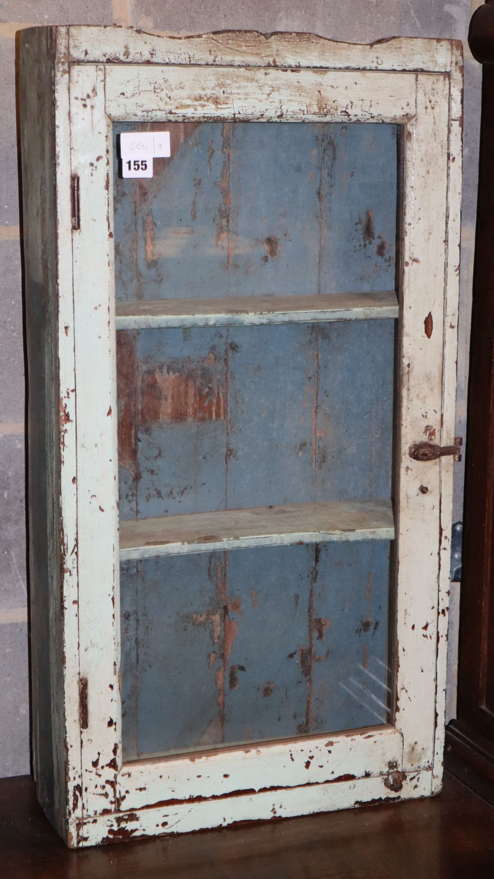 A painted pine wall cabinet, W.44cm, D.16cm, H.85cm